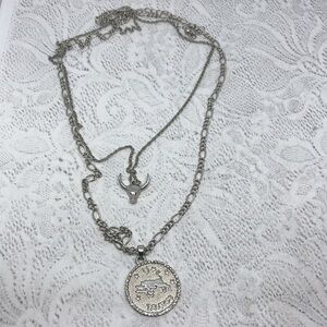SILVER tone Taurus Zodiac Sign Necklace